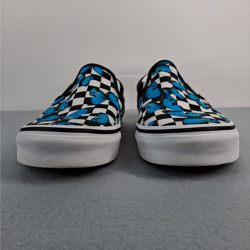 Vans Classic Slip-On Shoes Sneakers Women's Size 7 Butterfly Checkerboard Blue - Picture 3 of 9